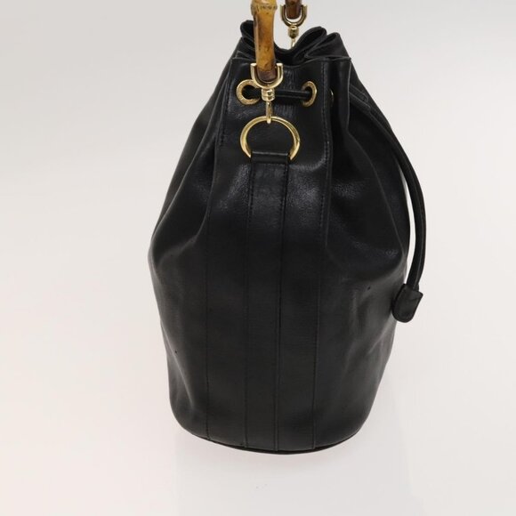 GUCCI Bamboo Hand Bag Leather 2way Dark Brown Gold Auth 125616 - Picture 5 of 16